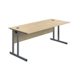 Twin Upright Desk 1800 Oak/Slv
