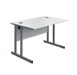 Twin Upright Desk 1200 White/Slv