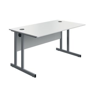 Twin Upright Desk 1400 White/Slv