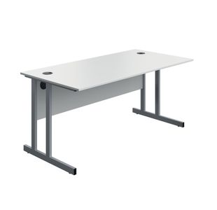 Twin Upright Desk 1600 White/Slv