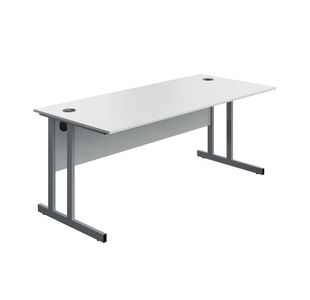 Twin Upright Desk 1800 White/Slv