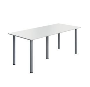Pole Leg Rect Tbl 1800X800 White/Slv