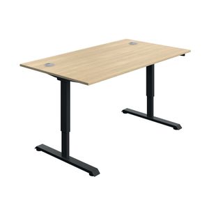 Sm Sit/Stand Desk 1400X800 Oak/Blk