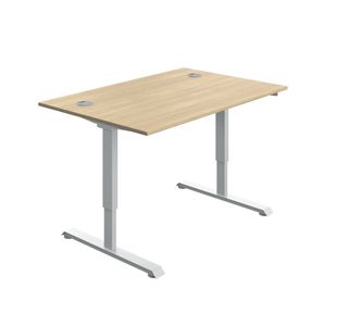 Sm Sit/Stand Desk 1200X800 Oak/Wht
