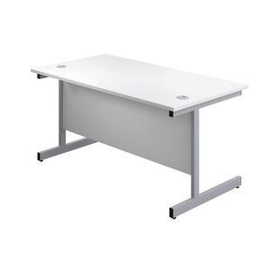 First Rect Desk 1600 White/Silver