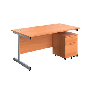 First Desk And 2 Drw Ped 1600 Beech
