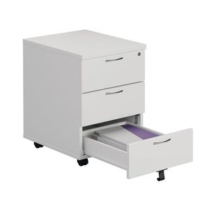First Desk 3 Drw Ped 1600 White/Slv