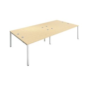 Jemini 4 Person Bench Desk Maple/Wht