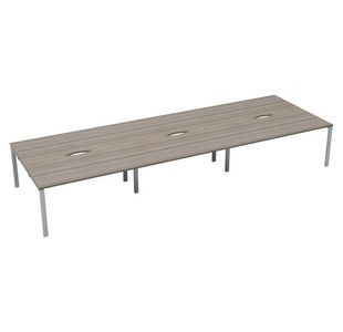 Jemini 6 Person Bench Desk G/Oak/Wht