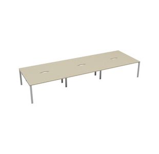 Jemini 6 Person Bench Desk Maple/Wht