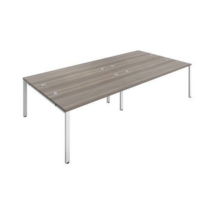 Jemini 4 Person Bench Desk G/Oak/Wht