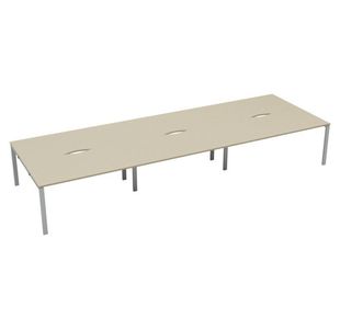 Jemini 6 Person Bench Desk Maple/Wht
