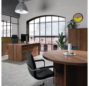 Avior Bow Front Exec Desk Dk/Walnut