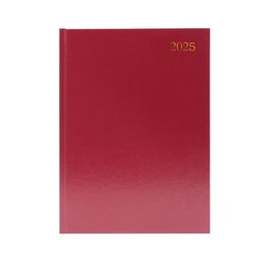 Desk Diary 2 Dpp A4 Burgundy 2025