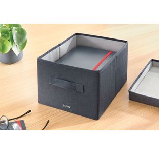 Leitz Fabric Box W/Lid Twnpk Med Gry