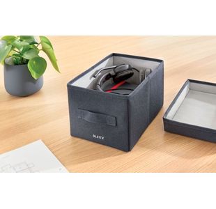 Leitz Fabric Box W/Lid Twnpk Sml Gry