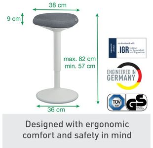 Leitz Ergo Active Stand Stool Lt Gry
