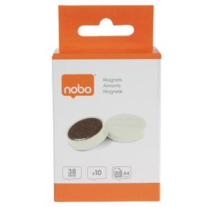 Nobo Whiteboard Magnets 38 Wht Pk10