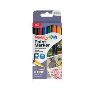 Pentel Paint Mrkr Fine Bull Ast Pk6