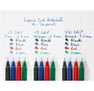 Pilot V5 Grip Liq Ink Rball Blk Pk12