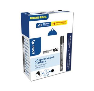 Pilot 100 Bullet Tip Marker Blk Pk20