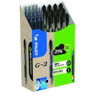 Pilot G-2 Rball 12Pen/12Refil Bk P24