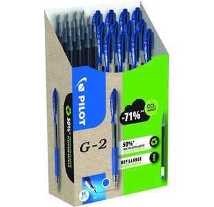 Pilot G-2 Rball 12Pen/12Refil Bl P24