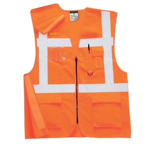 Hi-Vis Zip Executive Vest Org L Pk10