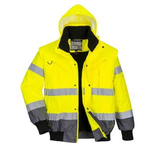 Hi-Vis 3-In-1 Cont Bomber Ylw/Gry L