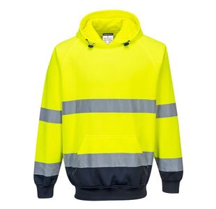 Hi-Vis Contrast Hoodie Ylw/Navy L