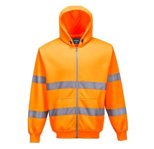 Hi-Vis Zipped Hoodie Orange Xs