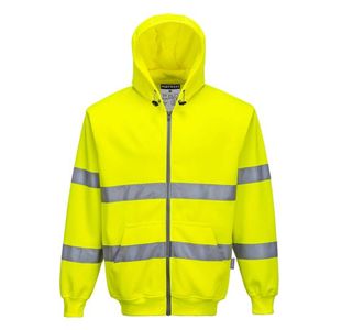 Hi-Vis Zipped Hoodie Yellow Xs