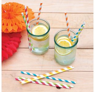 Striped Drinking Straws Ast Pk50