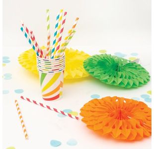 Striped Drinking Straws Ast Pk50
