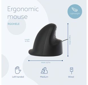 R-Go He Vertical Wired Mouse Med Lh