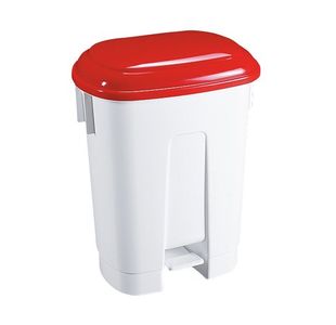 60L Plastic Bin White/Red 348012