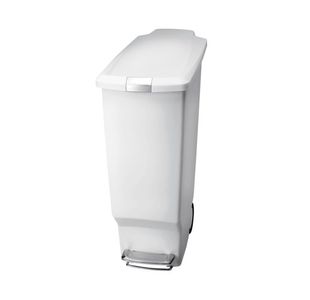 Slim White Pedal Bin 40L 382649