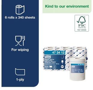 Tork Reflex Centrefd Roll 1Ply Wh P6