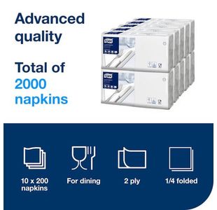 Tork Lunch Napkin White 2 Ply Pk200