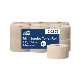Tork Mini Jum 2Ply Tlt Roll Nat Pk12