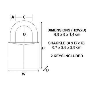 Master Lock 50Mm Brass Padlock 2Keys
