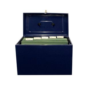 Cathedral Fscap Metal File Box Blue