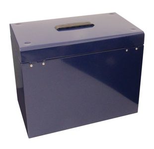 Cathedral Fscap Metal File Box Blue