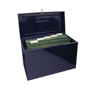Cathedral Fscap Metal File Box Blue