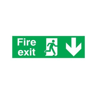 Signslab Fire Exit Man Arrw Down Pvc