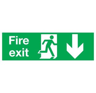 Signslab Fire Exit Man Arrw Down Pvc