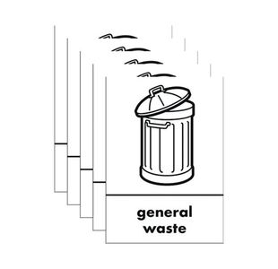 A5 Sign General Waste Pack Of 5
