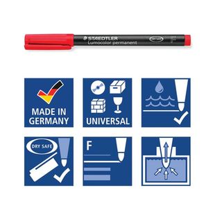 Lumocolor Pen Fine Perm Red Pk10