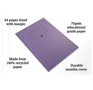 Silvine Rec Ex Book 64P A4 Pple Pk10