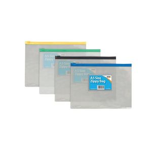 Colour Plastic Zip Bags Clr A5 Pk12